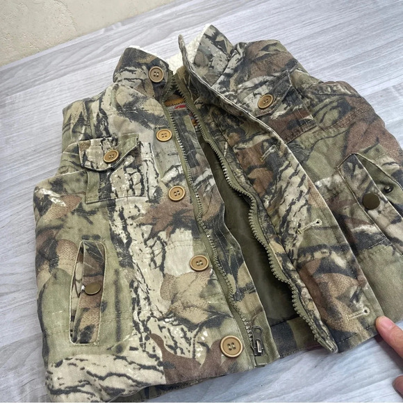 Outdoor Habitat Cotton Green Camouflage Hunting Camping Zip Vest Toddler Size 3T - Picture 5 of 11